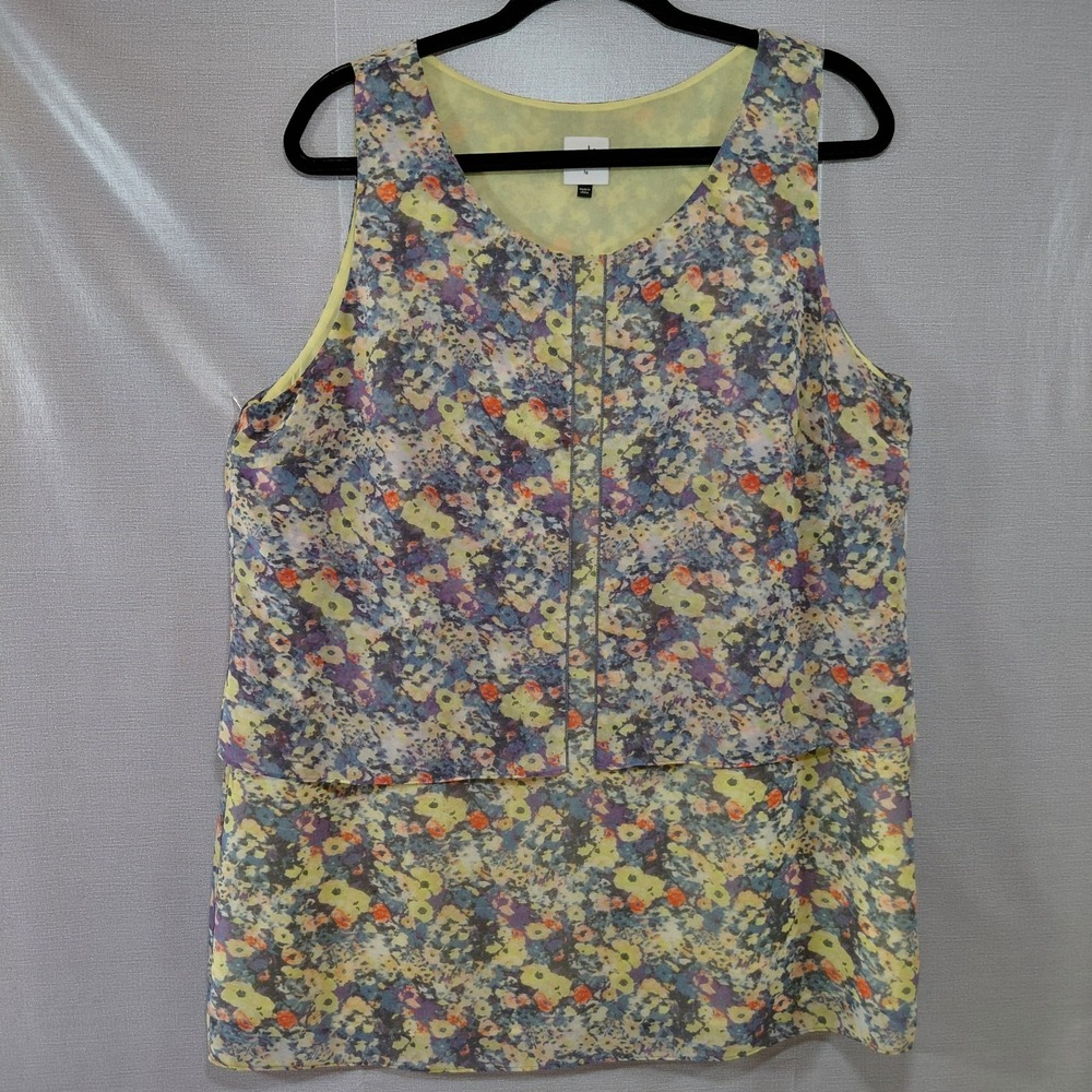 Cabi Positano Sleeveless Floral Layered Tank Blouse Women's LG 5041 Ditsy Floral